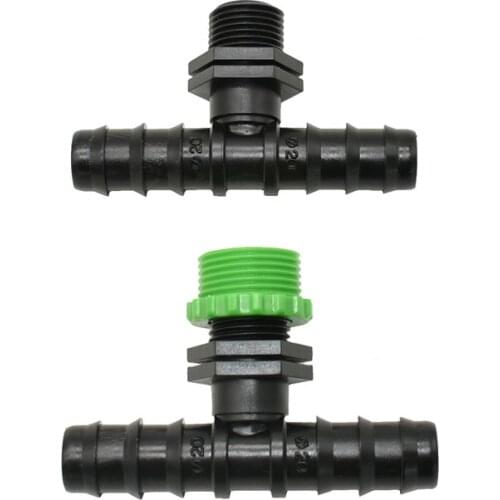 1/2" 3/4" male to 20mm hose tee connector water splitter G1/2 G3/4 to 3/4 hose tee 2-way connector 25pcs