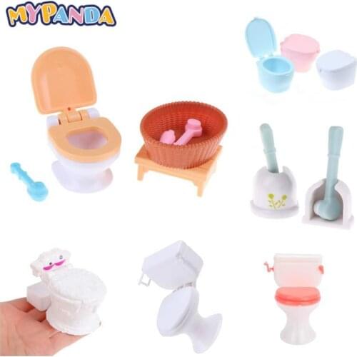 Doll House Decoration Furniture Toys For Kid Children Mini Simulation Toilet Brush Dollhouse Miniature Bathroom Accessories