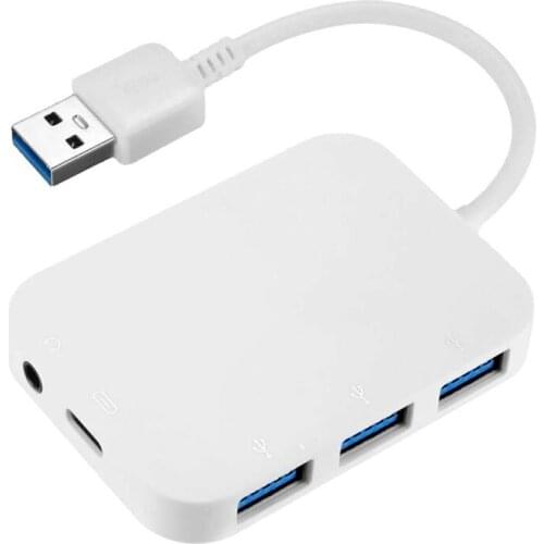 USB 3.0 HUB Portable 5Gbps Set 3 USB3.0 Audio Type C Female Adapter Office Caring Computer Supplies for Laptop PC