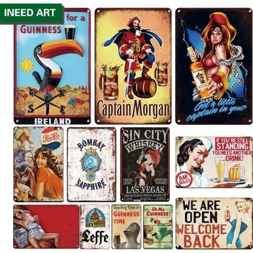 Vintage Bar Pub Decorative Metal Plaque Tin Sign Retro Beer Poster Home Wall Sticker Decoration Man Cave Wall Decor Plate