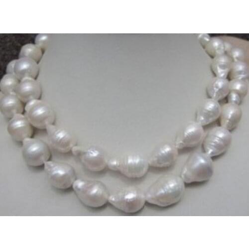 HUGE 12-18MM NATURAL AAA SOUTH SEA WHITE BAROQUE PEARL NECKLACE 35 INCH
