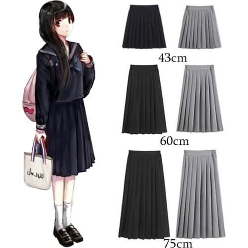 Women Summer High Waist Japanese Preppy Style Skirt High School Girls Jk Suit Sailor Uniform Solid Color Plus Size Pleated Skirt