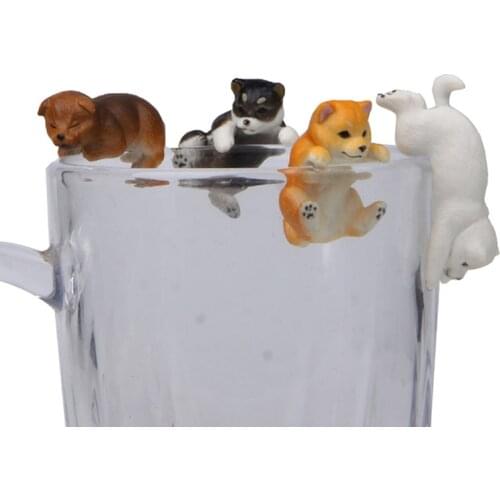 1pc New Cute Pet Dog Small Toy Puppy Shiba Inu Siberian Husky The Edge of Cup Action Figure Collection Models Dolls Toys Gifts