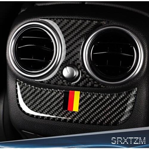 SRXTZM Carbon Fiber Car Rear Air Conditioning Outlet Panel Frame Cover Trim For Mercedes Benz C Class W205 C180 C200 GLC Sticker