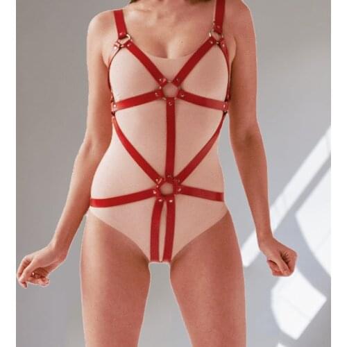 Sexy Body Leather Harness Set for women BDSM Bondage Submissive Strappy Harness Open Bra Crotchless Panties Erotic Fetish belt