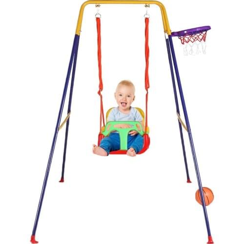 170cm Indoor Outdoor Childrens Swing Frame Playground Hanging Chair Basketball Basket Combination Shooting Educational Sport