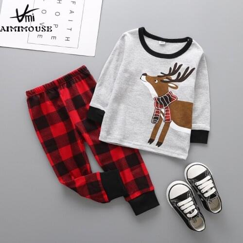 Kids Pajamas Children Baby Sleepwear Sets Cartoon Animals Christmas Pajamas Boys Girls Cotton Nightwear for Kids Clothes Sets