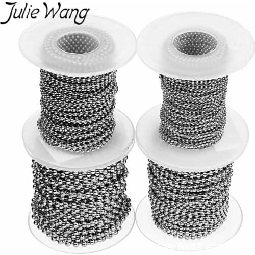 Julie Wang 10 Yards/Roll 1.5/2/2.5/3mm Stainless Steel Beads Chain Necklace Ball Chain Bracelet Jewelry Making Accessory