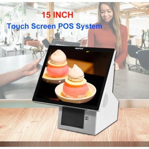 Cash Register Pos System Machine for Supermarket Retailers 15 Inch Touch Screen Pos Hardware with VFD with 80mm Thermal Printer