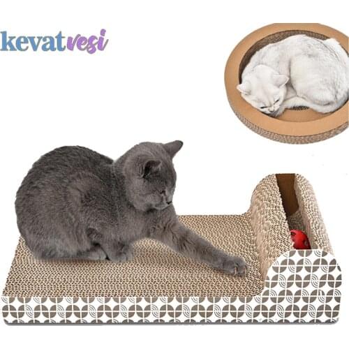 Cat Scratcher Board Corrugated Paper Toys With Bells Catnip Cat Scratcher Toy Grinding Nails Protect Furniture Pet Products