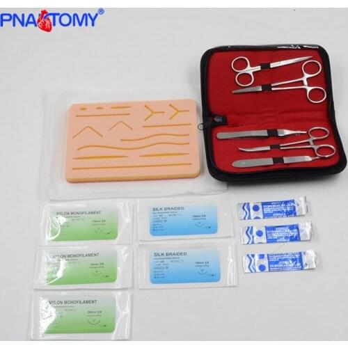 Skin Suture Practice Silicone Pad with Wound Simulated Training Kit Teaching Equipment Needle Scissors Tool Kit Medical Model