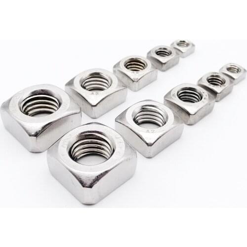 2/50pcs High Quality M3 M4 M5 M6 M8 M10 M12 DIN557 GB39 304 A2-70 Stainless Steel Metric Threaded Square Nut Foursquare Quadrate
