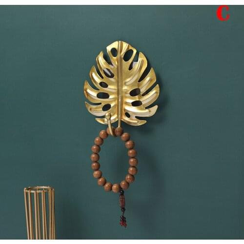 Metal Wall Hook Creatives Leaf Shaped Coat Key No-punch Holder Rack For Bedroom Living Room JDH88