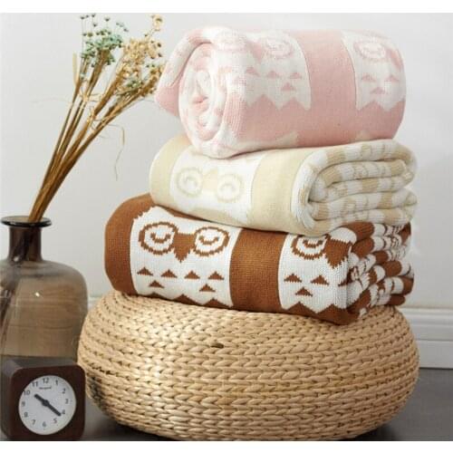 Cute Animal Blanket Cartoon Kids Blandets Kintted 100%Cotton Childrens Throw On Sofa Plane Adult Knee Cover 110*130cm 130*160cm