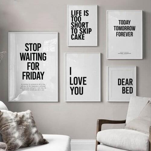 Motivation Quote Wall Art Picture Minimalist Letters Inspiring Words Canvas Poster Stop Waiting Prints for Interior Frameless