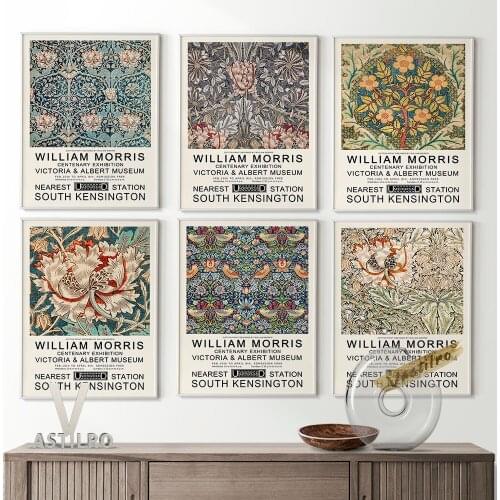 William Morris Exhibition Museum Canvas Painting Prints Art Retro Poster Wall Decor Picture Modern Home Decorate Wall Stickers