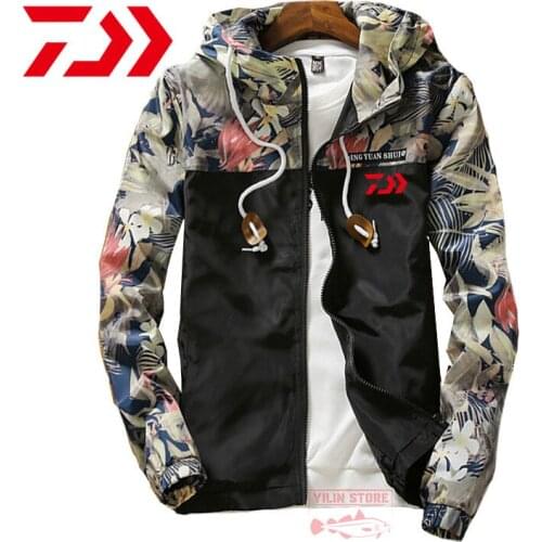 Daiwa Mens Thin Hoodie Waterproof Auti-UV Sunscreen Fishing Clothing Quick Dry Breathable Hiking Camping Sport Fishing Jacket