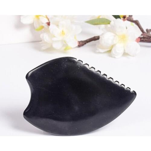 Natural Jade Face Gua Sha Tool Crystal China Bian Shi Stone Mineral Skin Care Massager Head Comb Body Health Massage Scraper