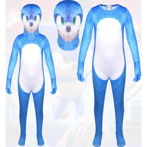 2020 New luxury cartoon sonic costume kids game character sonic faster hero role playing kids Halloween costume