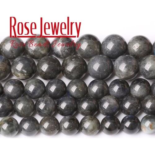 Wholesale A+ Natural Stone Black Larvikite Labradorite Round Beads for Jewelry DIY Making Bracelet Accessories 15" 6/8/10 MM