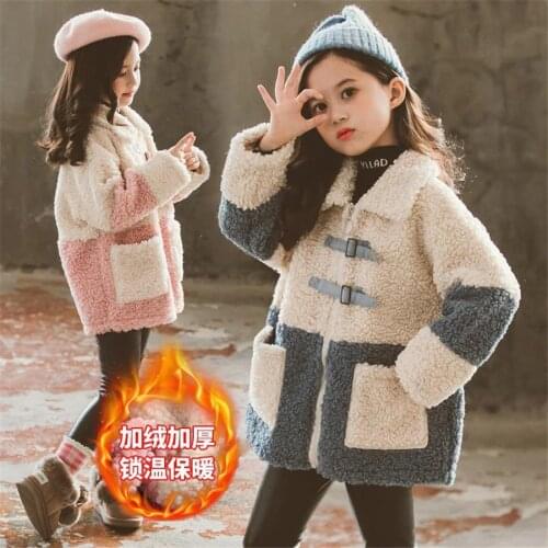 Autumn Kid Girls Coat winter Warm Woolen Coat Overcoat Cotton Padding Thin Baby Girl Outerwear Jacket Kids 3 -13Y