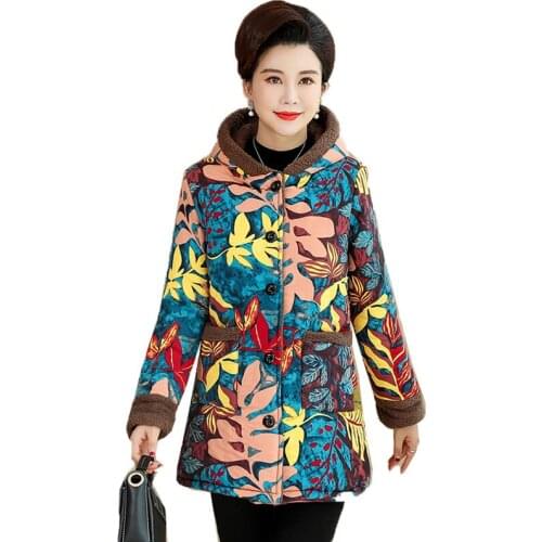 Autumn Winter Coat Jacket Women Clothing Middle Old Aged Womens Cotton Overcoat Large Size 5XL Hooded Coats Parkas Outerwear