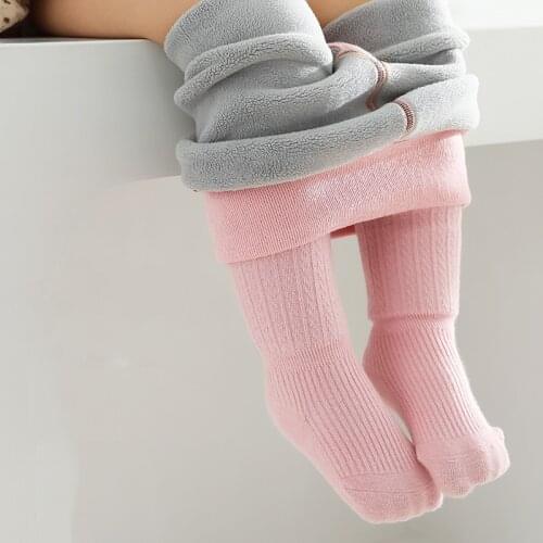 Baby Thick Tights Baby Toddler Kids Girls Stockings Cotton Warm Pantyhose Solid Color Tight Black White Gray Pink Autumn Winter