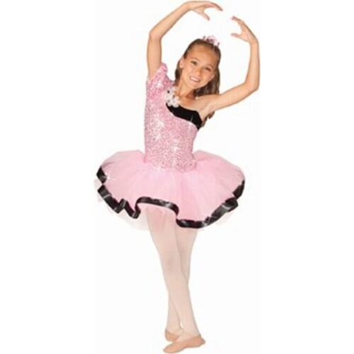 Girls' Professional Ballet Dresses Kids Pink Bead Embroidered Sequin Dress Female Ballet Tutu Dress Performance Costumes D-0494