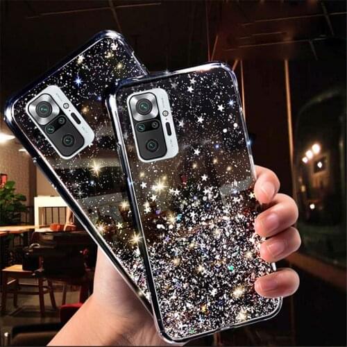 Girl Glitter Diamond Case Star Clear Cover For Redmi Note 10 Pro 10s Redmi 9T 9A 9C NFC 9AT Note 9S 9 Pro