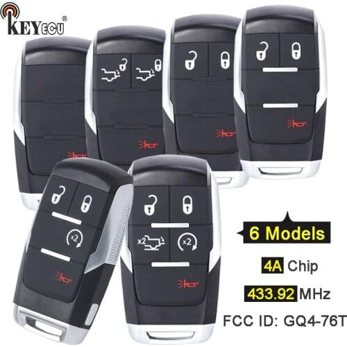 KEYECU 433.92MHz 4A Chip GQ4-76T 68374993 68381171 68375455 68365299 68365327 68375457 Remote Key Fob RAM 2500 3500 4500 5500
