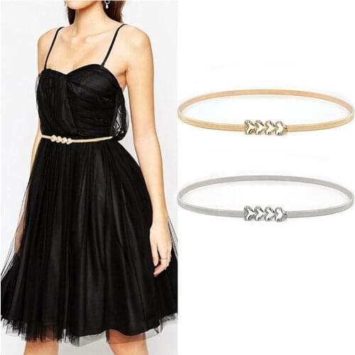 1PC Elastic Belts Women Girl Stretch Skinny Waist Belt heart Shape Wedding Designer Metal Female Belt