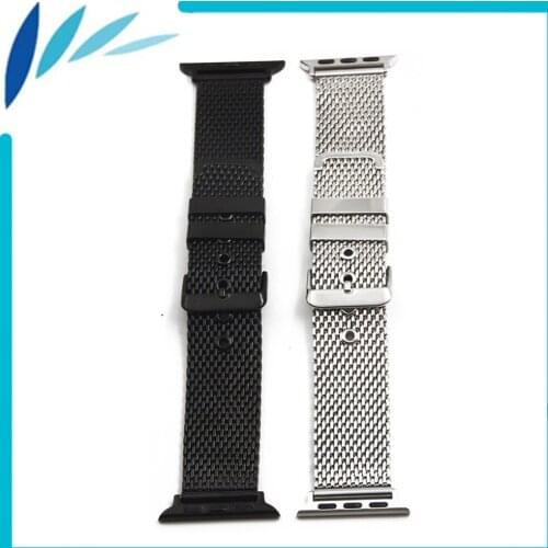 Stainless Steel Watchband for iWatch Apple Watch / Sport / Edittion 38mm 42mm Strap Band Loop Wrist Belt Bracelet Black Silver