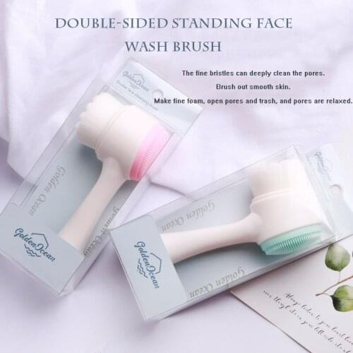 Manual Face Wash Tool Double-sided Silicone Cleansing Makeup Remover Face Brush Soft Facial Massager Beauty Cleaning Tool