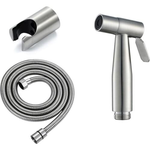 Handheld Bidet Spray Shower Set Toilet Sprayer Douche Kit Bidet Faucet with Base and 1.5M Hose, Silver