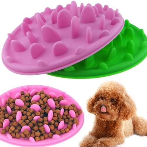 Pet Dog Cat Silica Gel Feeding Food Bowl Dow Bowl Candy Color Portable Puppy Slow Food Bowl Container Feeder Dish Puzzle Bowls