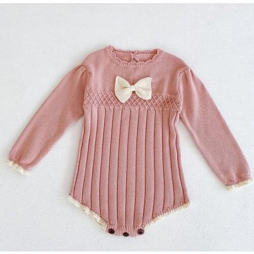 Korean Style Spring Autumn Baby Girls Clothes Newborn Baby Girls Knitting Jumpsuit Toddler Baby Girl Knitting Bodysuits