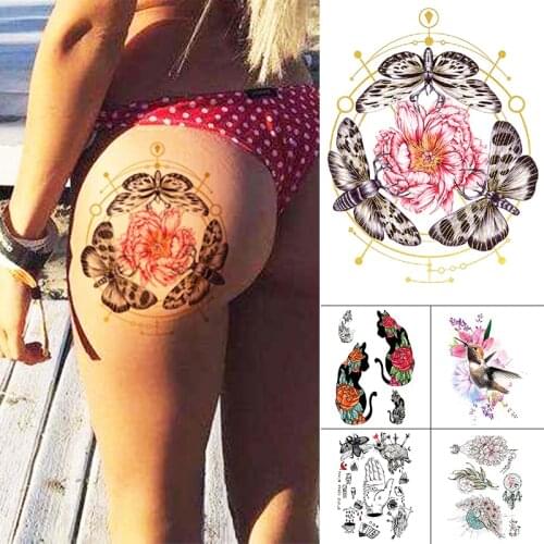 Waterproof Temporary Tattoo Sticker Flower butterfly and Hummingbird pattern animals Water Transfer body art flash fake tatoo