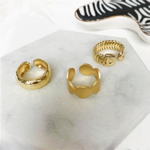 High Quality Round Chain Big Wide Gold Rings For Women Personality Design Ladies Finger Ring Jewelry