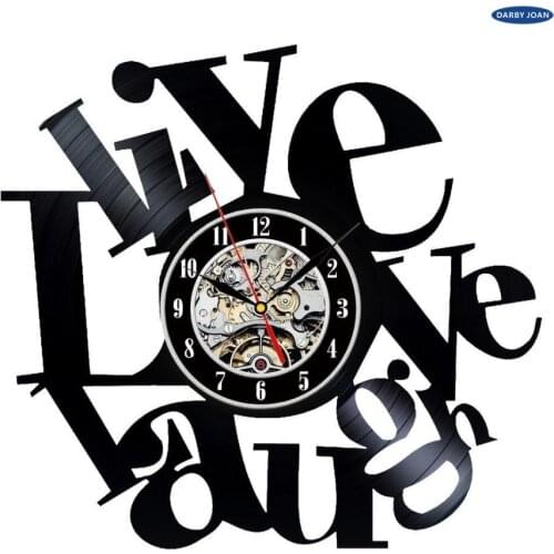 Live Love Laugh Vintage Vinyl Record Clock for Bedroom saat,wall clock saat alarm clock reloj large wall clock duvar saati