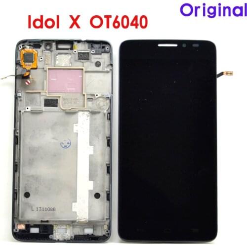 Alcatel One Touch Idol X OT 6040 6040X OT6040 LCD screen Display with Touch Panel Digitizer with bezel frame assembly Phone LCD