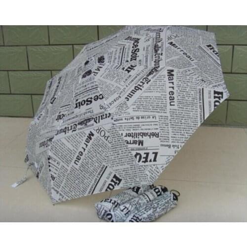 English Newspaper style Umbrella Pongee Cloth sun umbrellas Rainy Umbrella