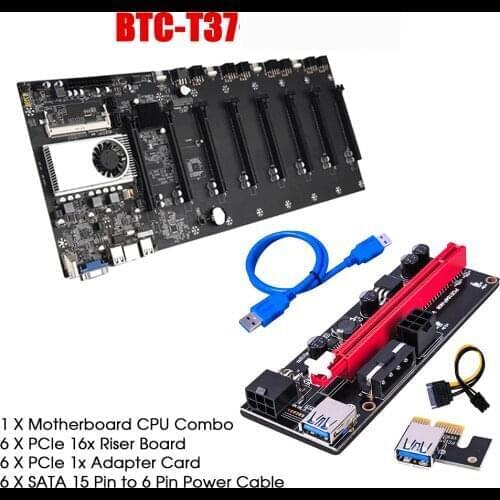 BTC-T37/BTC-S37/BTC-D37 Miner motherboard Expandable port 8*PCIE 16X /4X USB2.0 /DDR3 Sodimm Slot 10pcs VER009s PCI-E Rise card