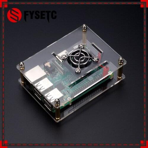 2 Layers Raspberry Pi 3 Model B+ Acrylic Clear Case Enclosure Shell + Cooling Fan Protection Cover for Raspberry Pi 3 Model B/2