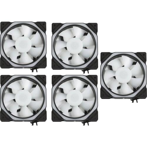 4 Pin 120mm Cool Fan Computer Fan Solar Eclipse External Interntl RGB Silent Fan with Controller for Pc Cooling 5 Pack