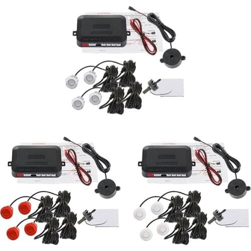 4 Sensors Buzzer Car Parking Sensor Kit Reverse Backup Sound Alert Indicator Probe System 12V