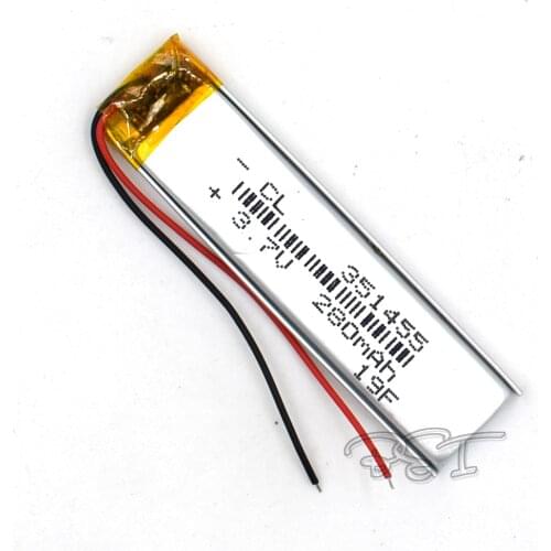 5Pcs 3.7V Polymer Lithium Battery 351455 Rechargeable Li-ion Cell 280mAh For MP5 Navigator GPS MP3 MP4 Ebook Speaker Camera