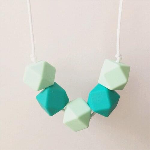 5pcs/lot BPA Free Food Grade DIY Silicone Baby Safe Teething Necklace Hexagon Beads Teether for Mom to Wear as Christmas Gift