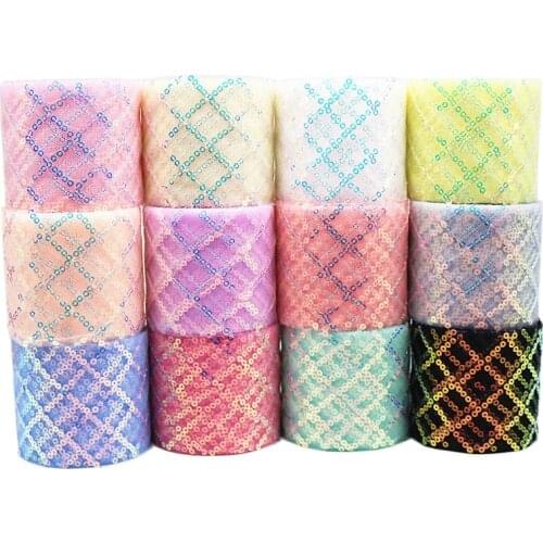 6/8/10/12cm Width 10yards Sequin Mesh Ribbon DIY Crafts Handmade Bow Bouquet Wrapping Party Decor Supplies Ribbon Grosgrain
