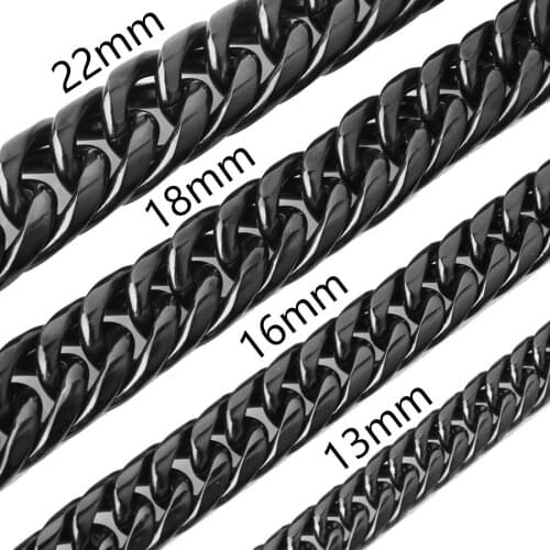 9/11/13/16/20/22mm Huge Heavy Stainless Steel Black Double Cuban Curb Chain Men Unisexs Necklace Or Bracelet 1PCS Christmas Gift