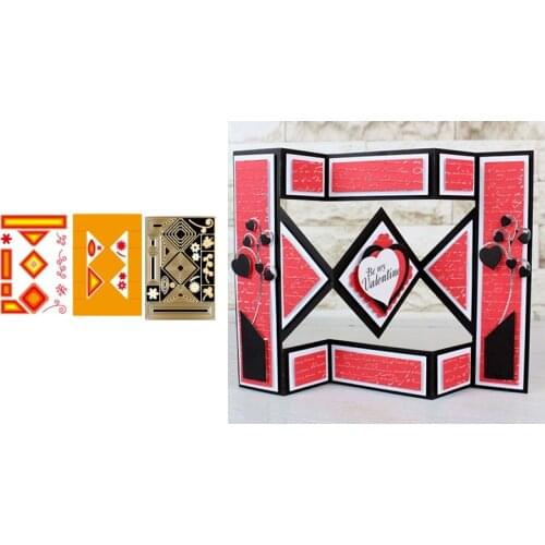 Diamond Shutter Card Frame Metal Cutting Dies for DIY Scrapbooking Album Embossing Paper Cards Decorative Crafts Die Cut